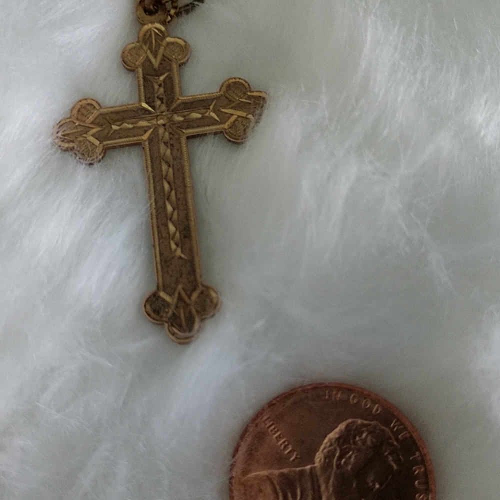 ANTIQUE Hallmarked Old Gold Trefoil Cross 19thC Arts&Crafts Movement - Picture 4 of 11